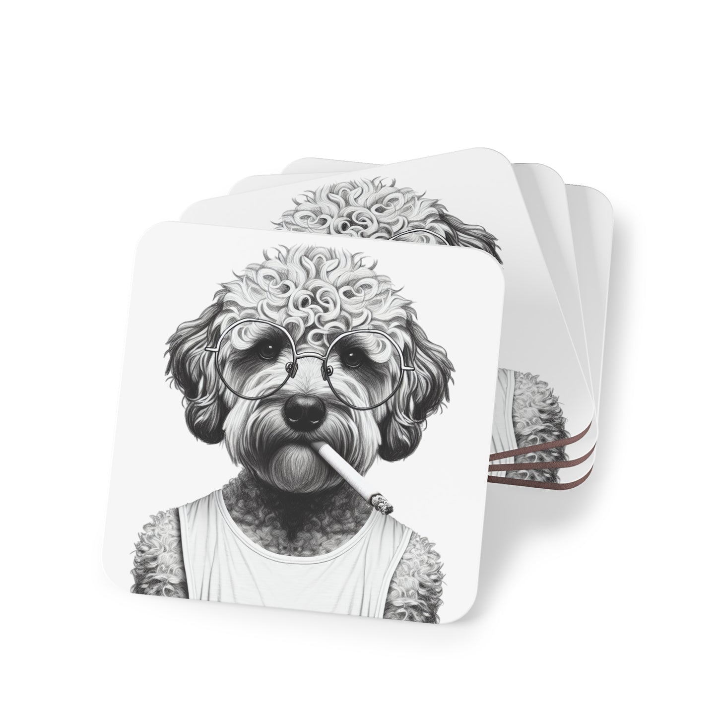 Bad dog coasters in White: Sold as singles or Set of 4 : Round or Square