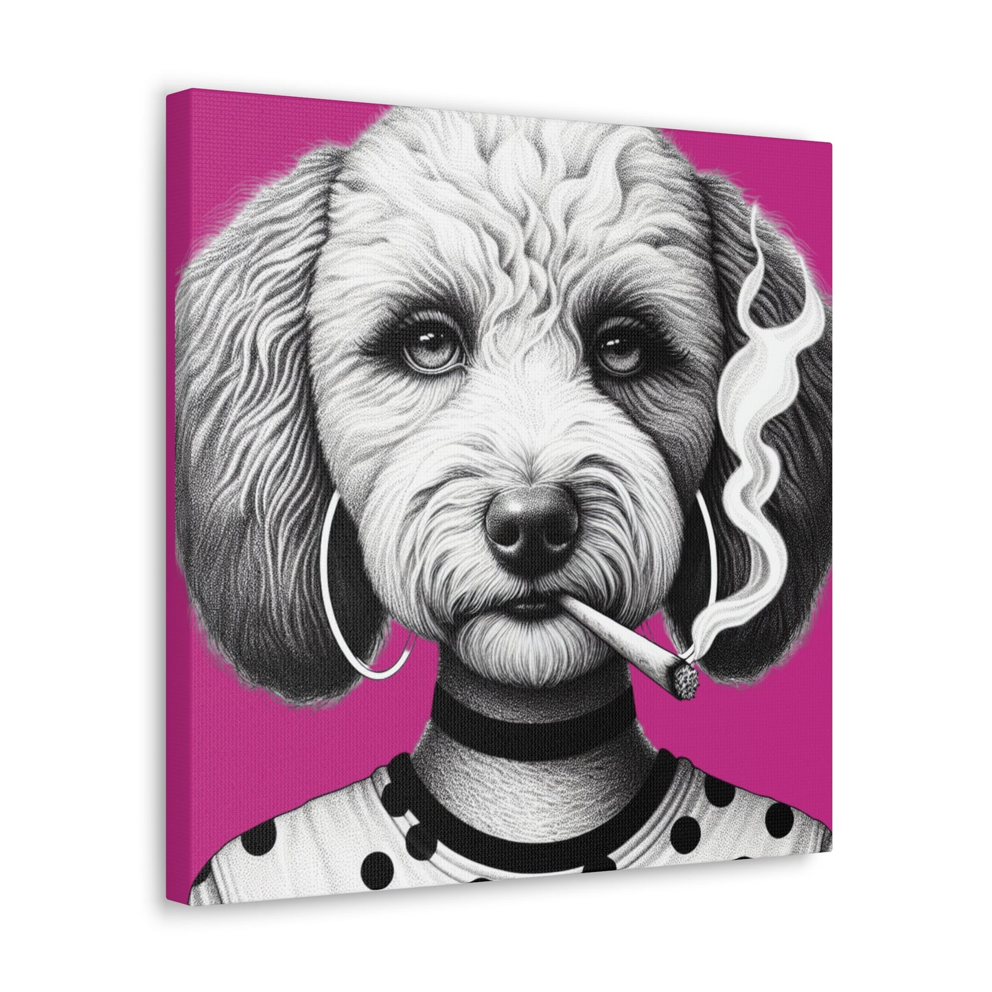 Bad Dog Snarli Quinn Art Print in Pink