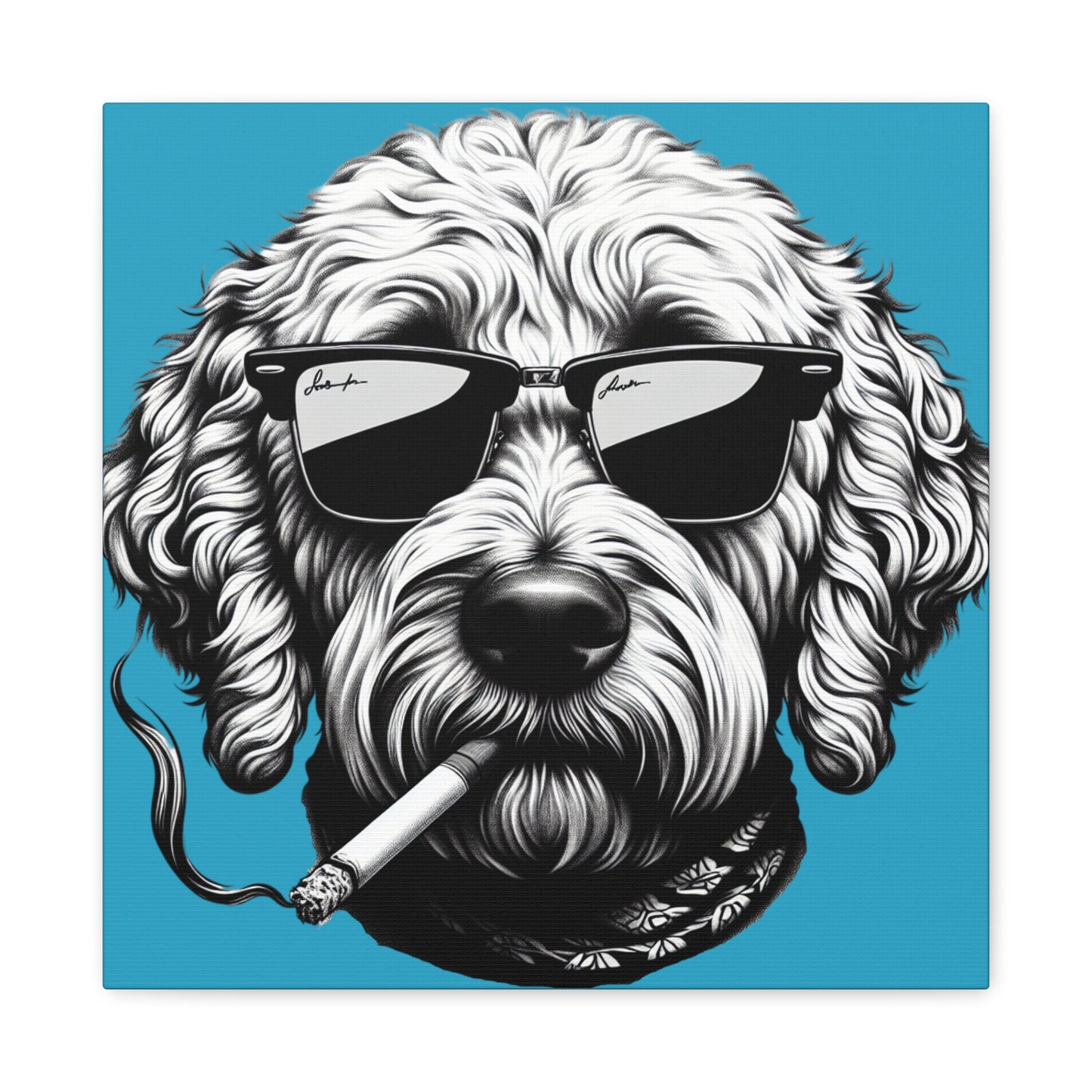 Bad Dog Art Print on Turquoise