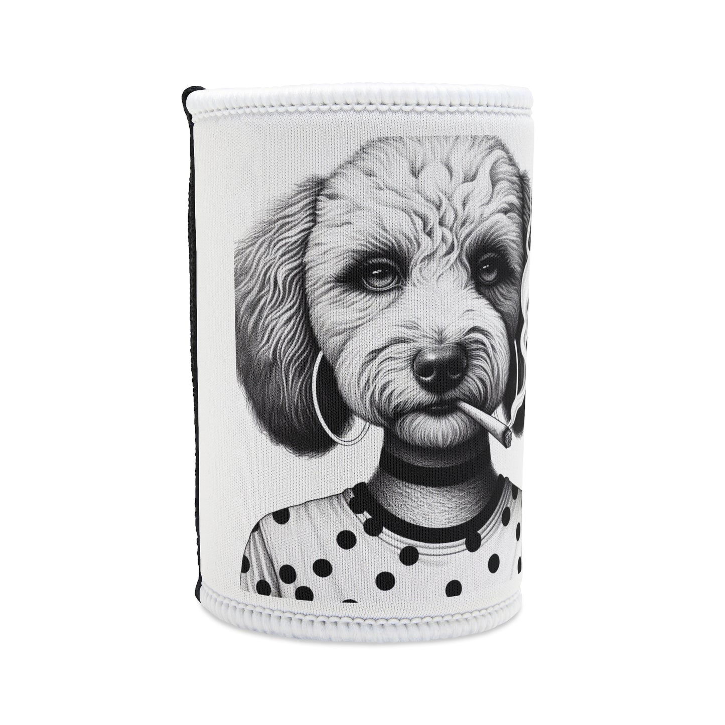 Stubby Holder - Bad dog 'Snarli Quinn' in White - Buffoodle Designs