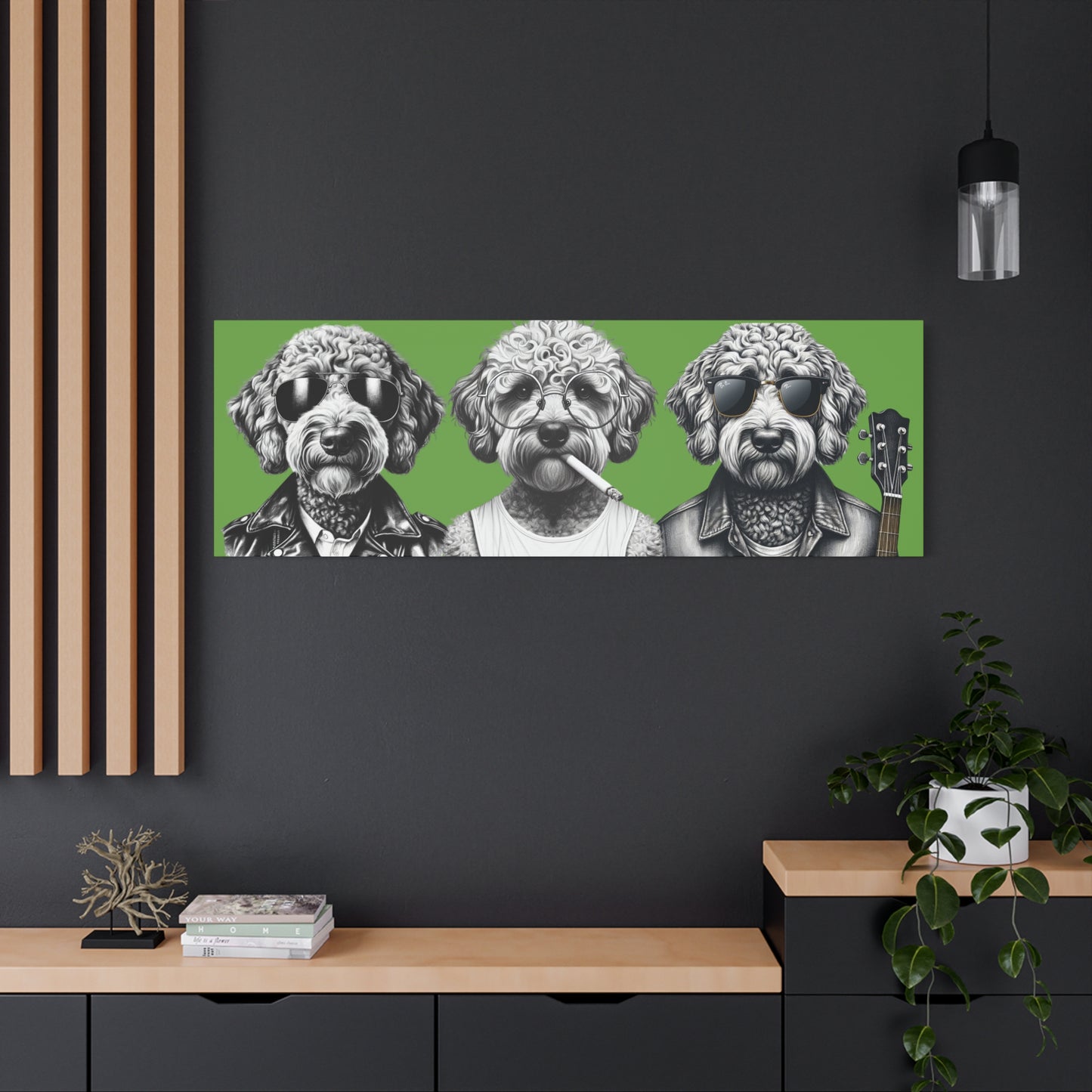 Bad Doodle Dog Trio Print Green