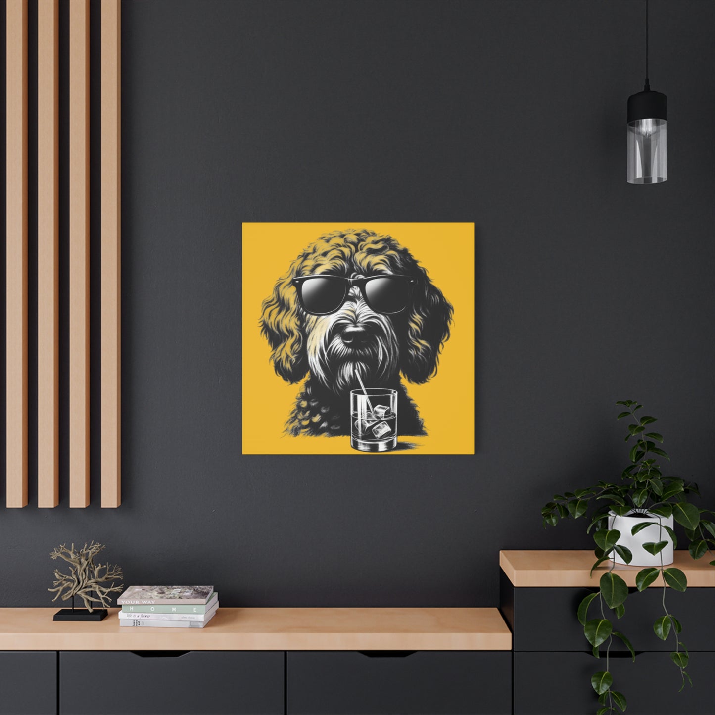 Bad Dog Art Print on yellow