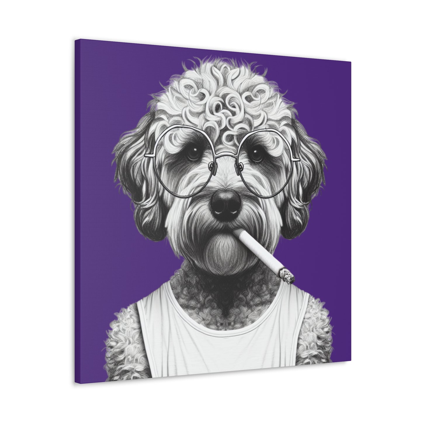 Bad Dog Tony Snarlpano Art Print in Purple