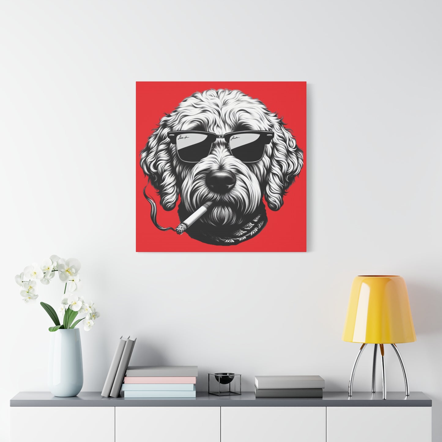 Bad Dog Art Print in Red