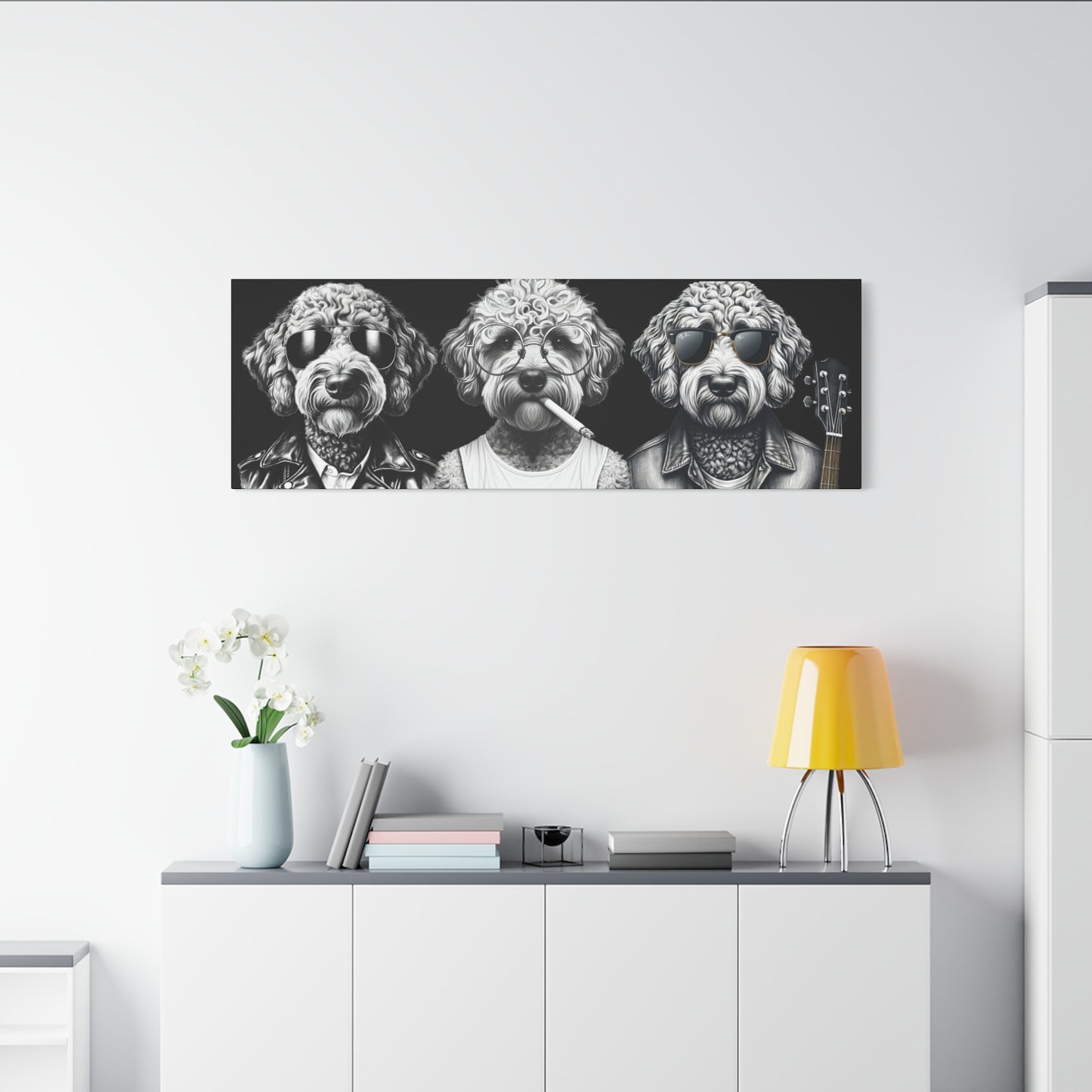 Bad Doodle Dog Trio Print Black