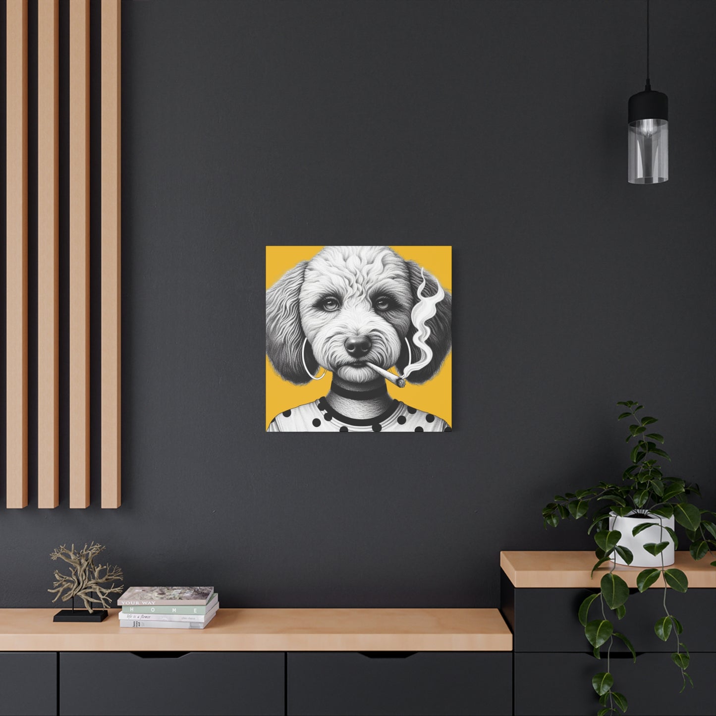 Bad Dog Snarli Quinn Art Print in Yellow