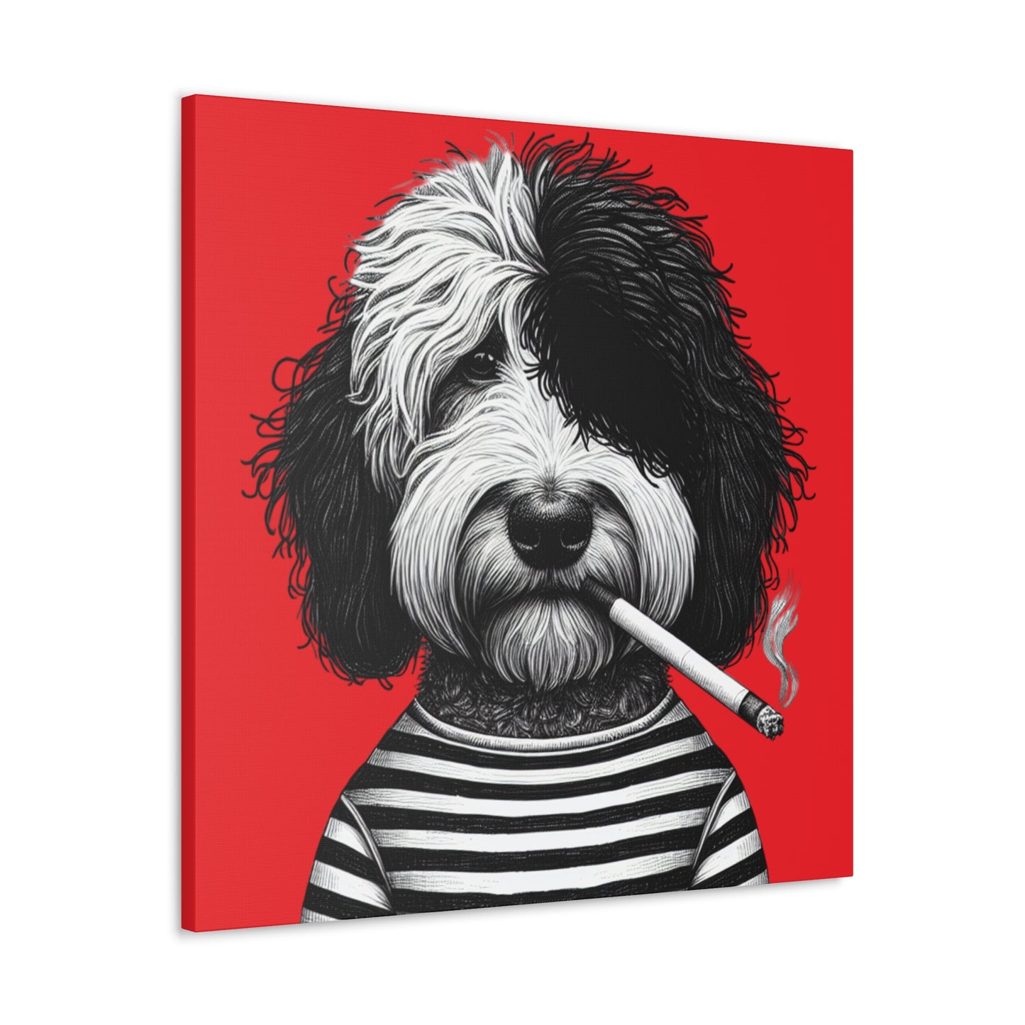 Bad dog Woofy Pesci Art Print on Red