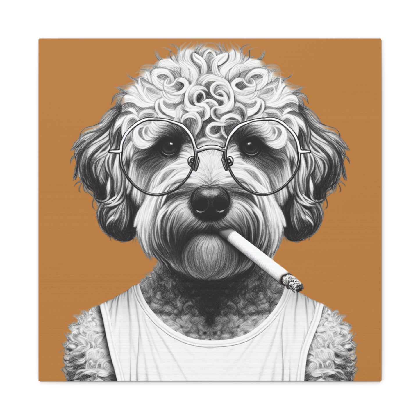 Bad Dog Tony Snarlpano Art Print on Brown