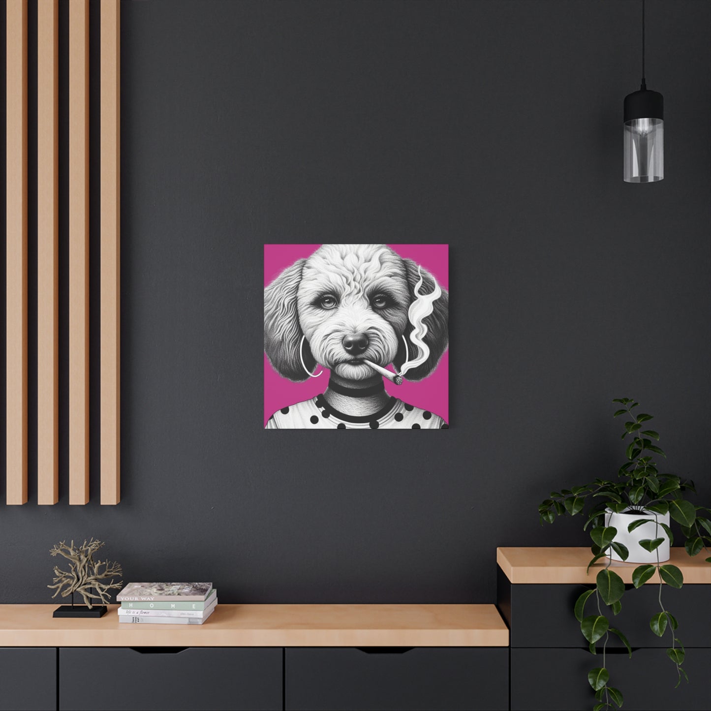 Bad Dog Snarli Quinn Art Print in Pink