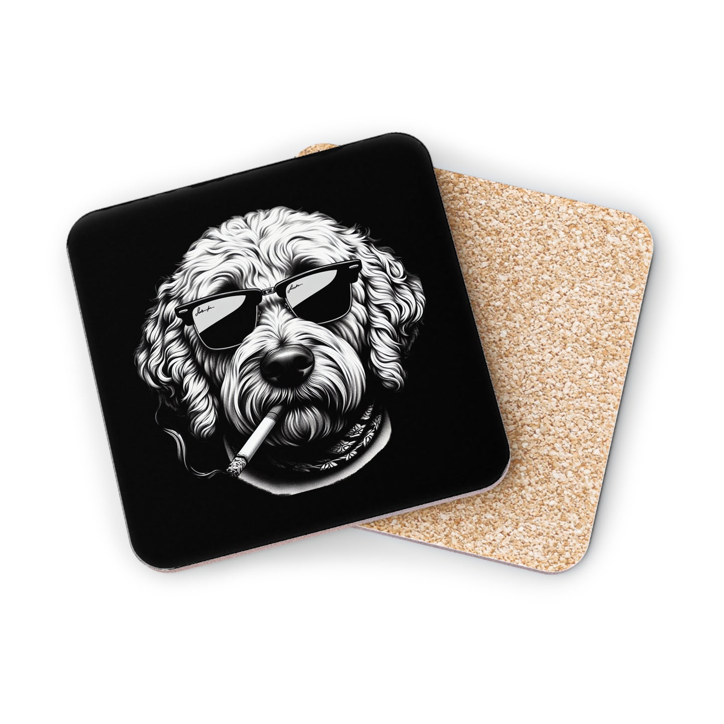 Bad Dog coasters in Black: Sold as Singles or Set of 4 : Round or Square