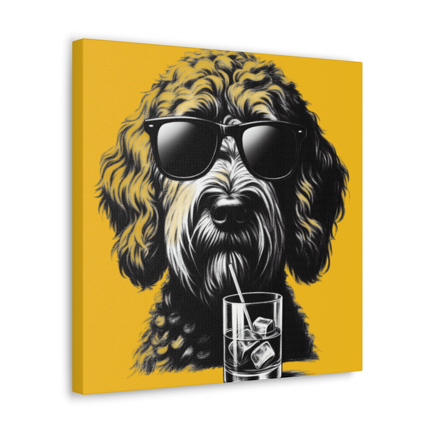 Bad Dog Art Print on yellow