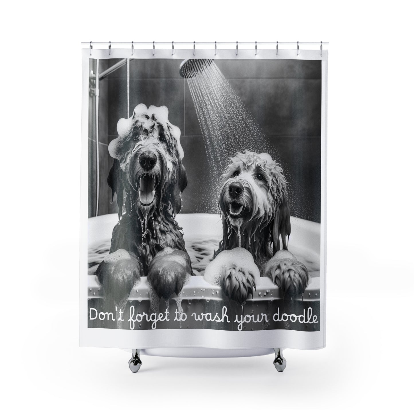 Shower Curtain - Wash your doodle - Buffoodle Designs
