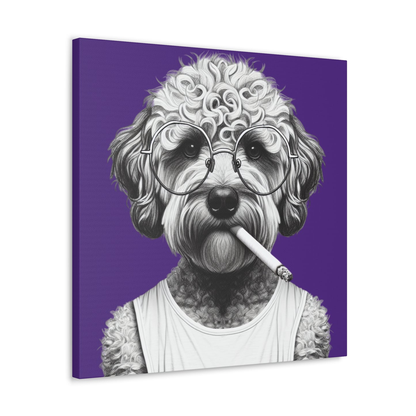 Bad Dog Tony Snarlpano Art Print in Purple
