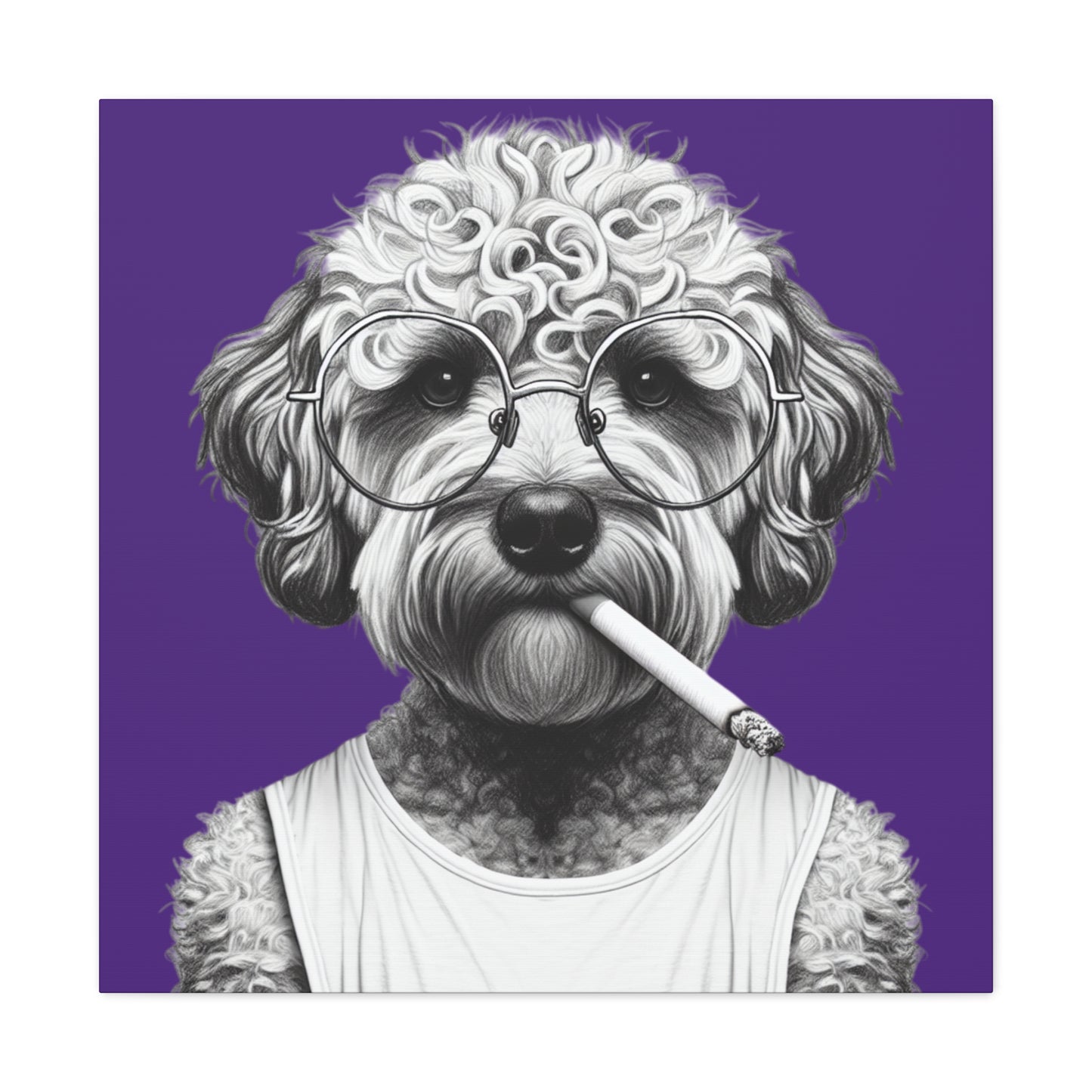 Bad Dog Tony Snarlpano Art Print in Purple