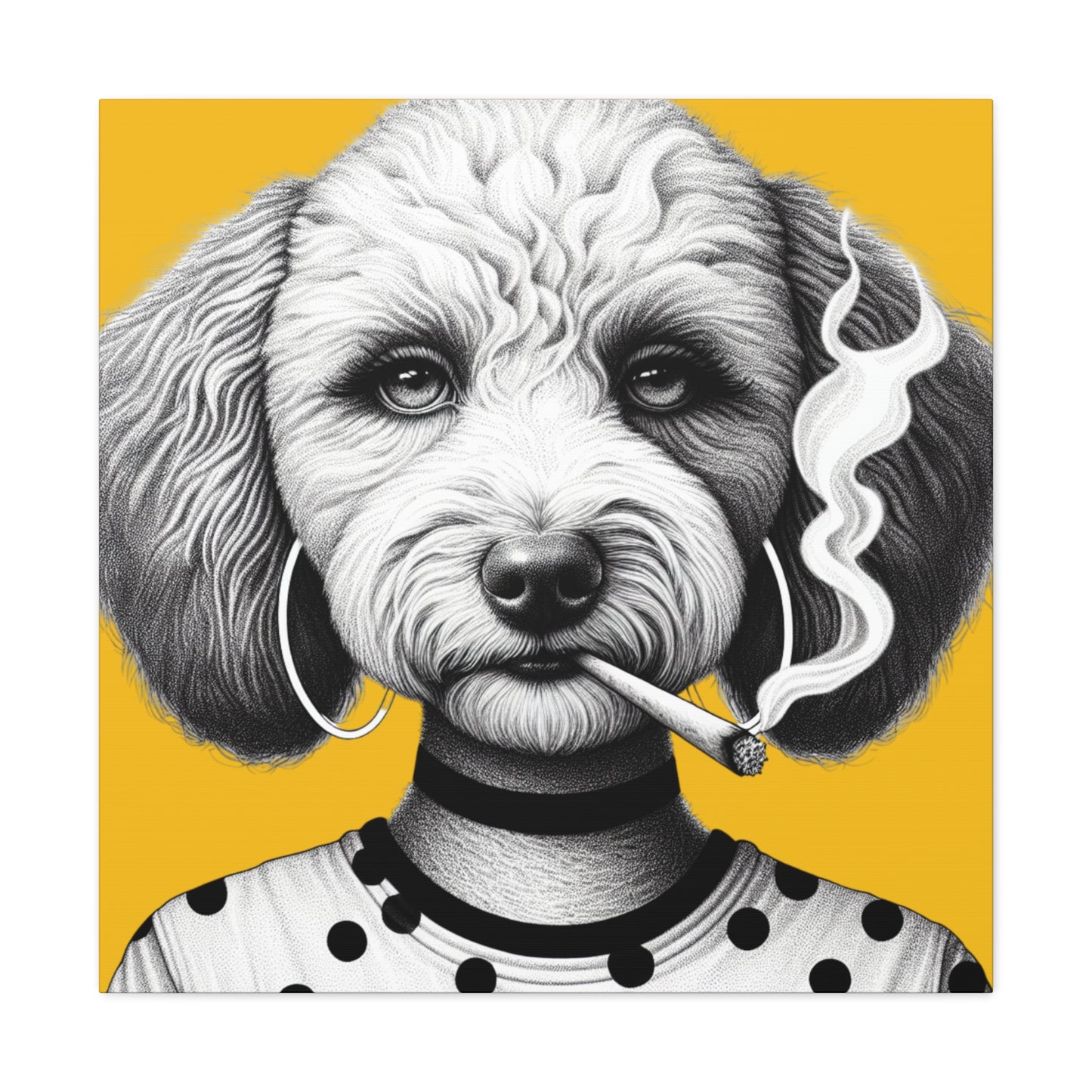 Bad Dog Snarli Quinn Art Print in Yellow
