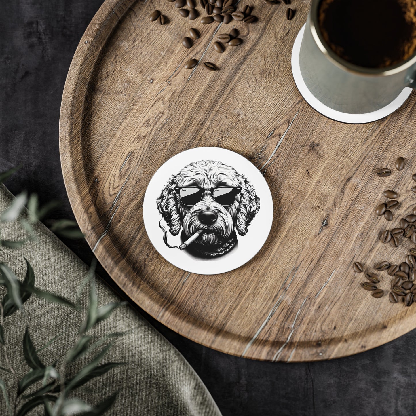 Rockin' Doodle coasters in White: Sold as Singles or Set of 4 : Round or Square