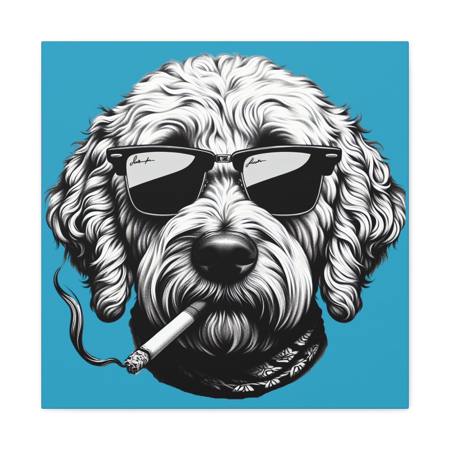 Bad Dog Art Print on Turquoise