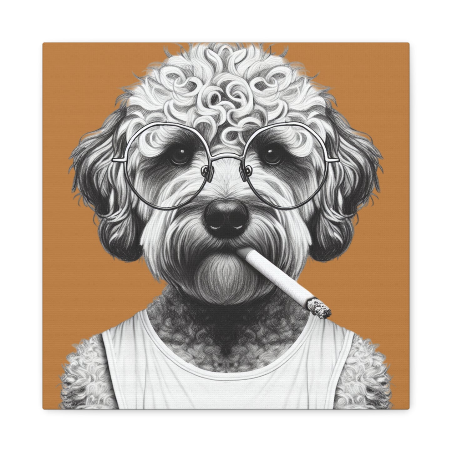 Bad Dog Tony Snarlpano Art Print on Brown