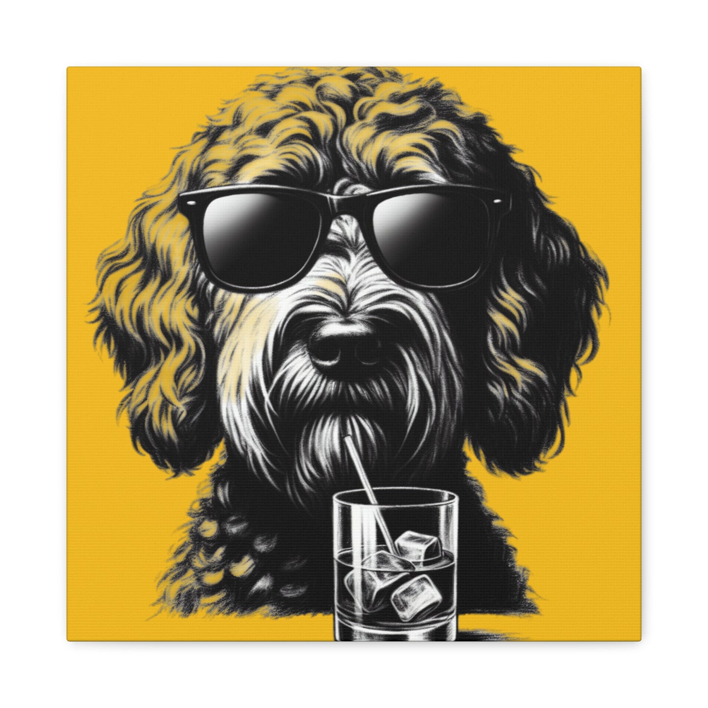 Bad Dog Art Print on yellow