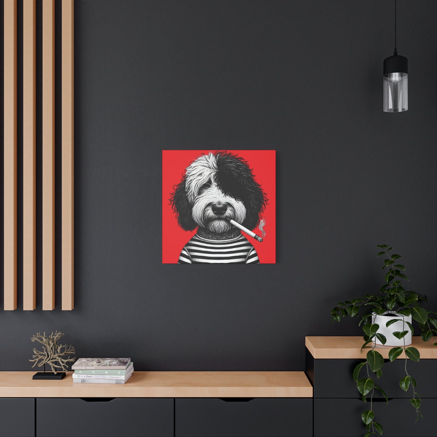 Bad dog Woofy Pesci Art Print on Red