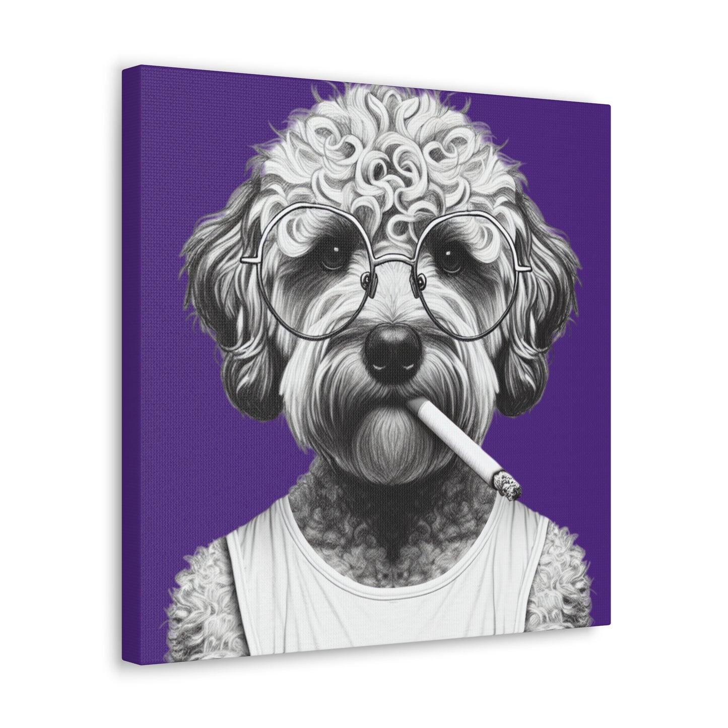 Bad Dog Tony Snarlpano Art Print in Purple