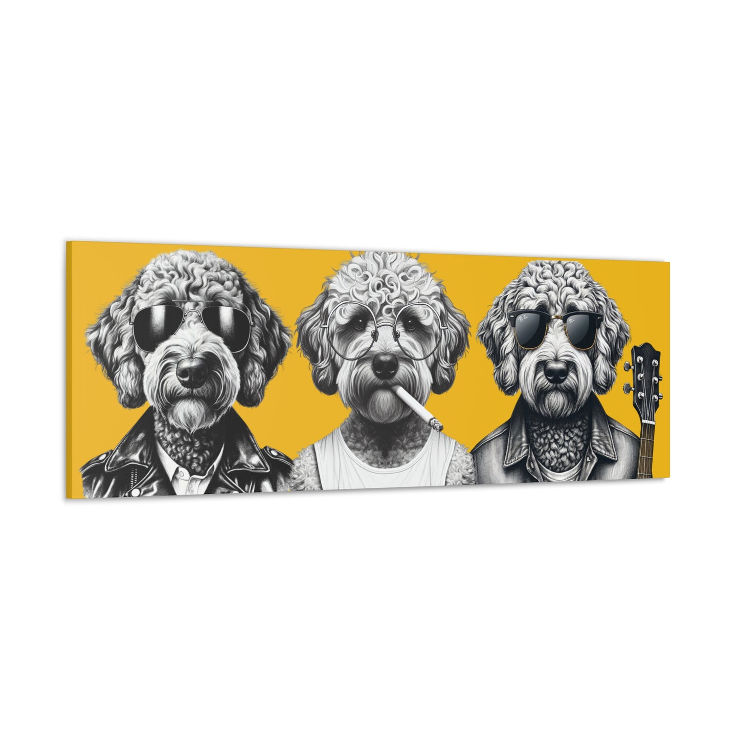 Bad Doodle Dog Trio Print Yellow