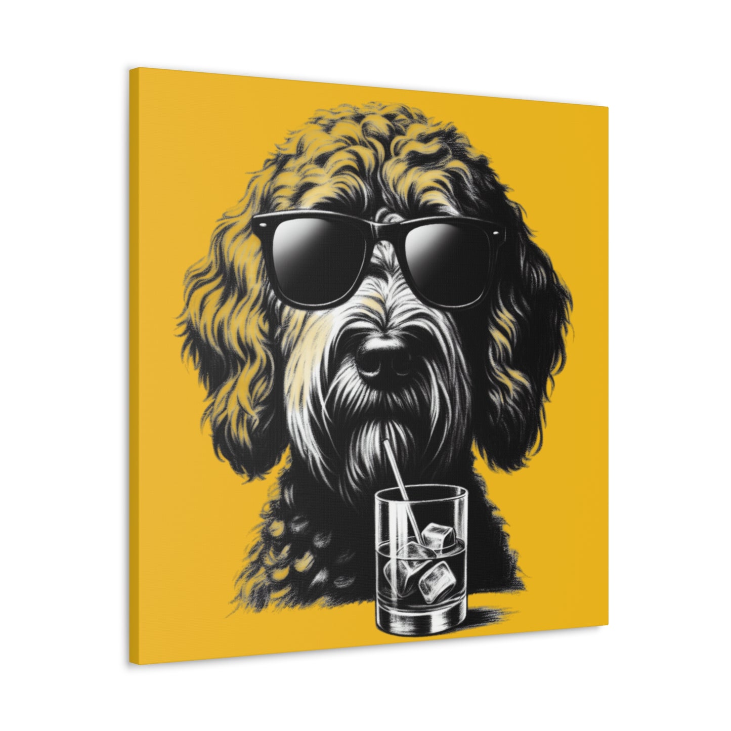 Bad Dog Art Print on yellow