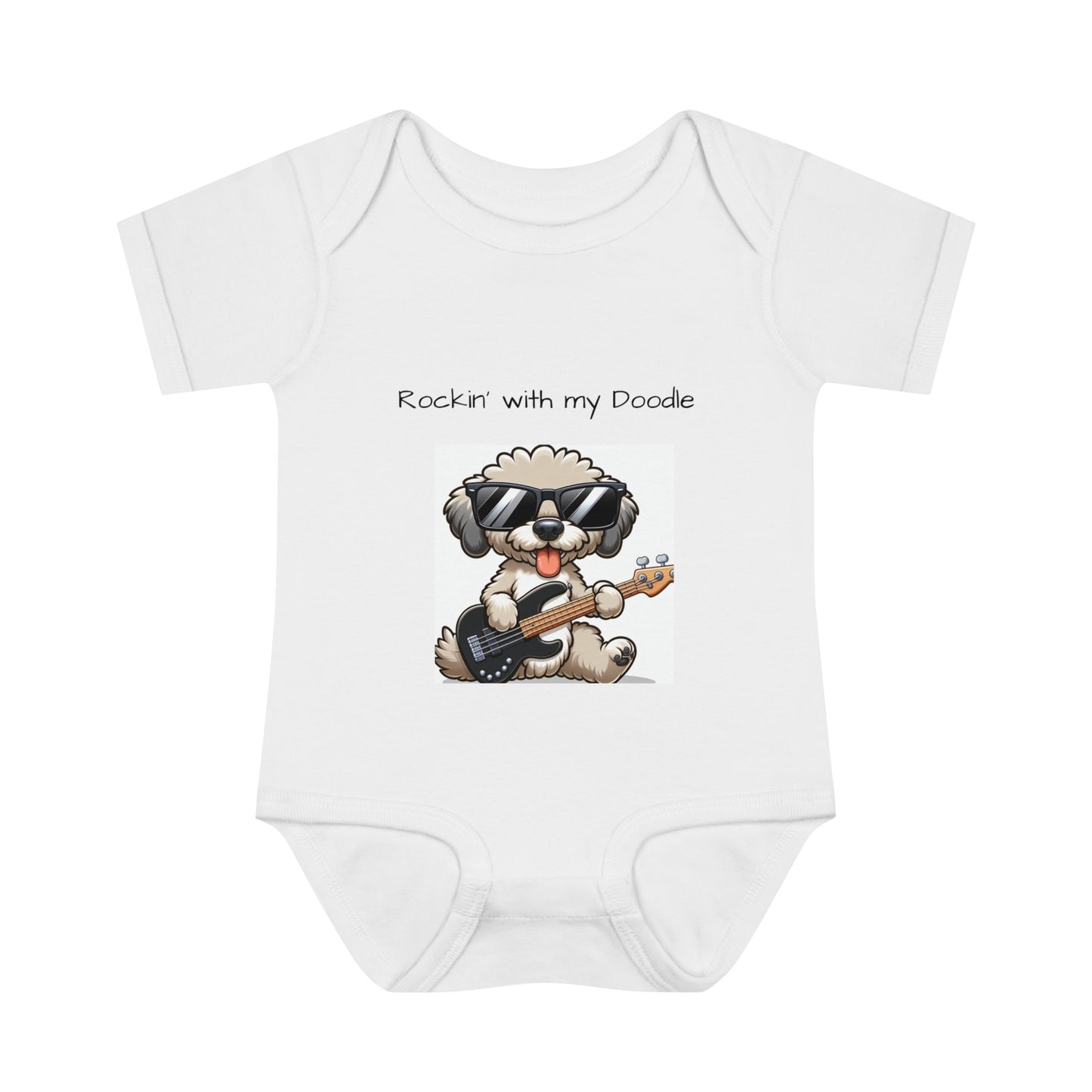 Cute Baby Bodysuit Rockin' with my Doodle Dog - Buffoodle Designs