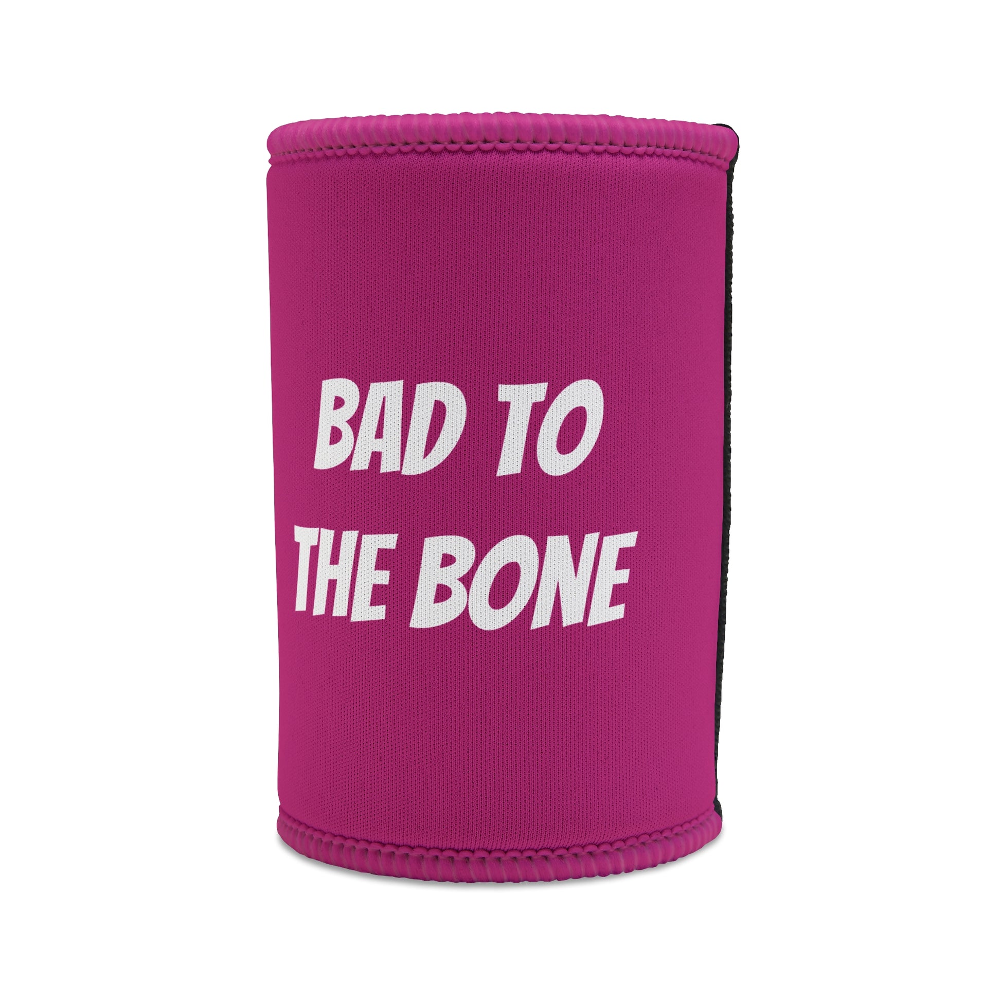 Stubby Holder - Bad to the Bone Smoking Dog Design in Pink - Buffoodle Designs