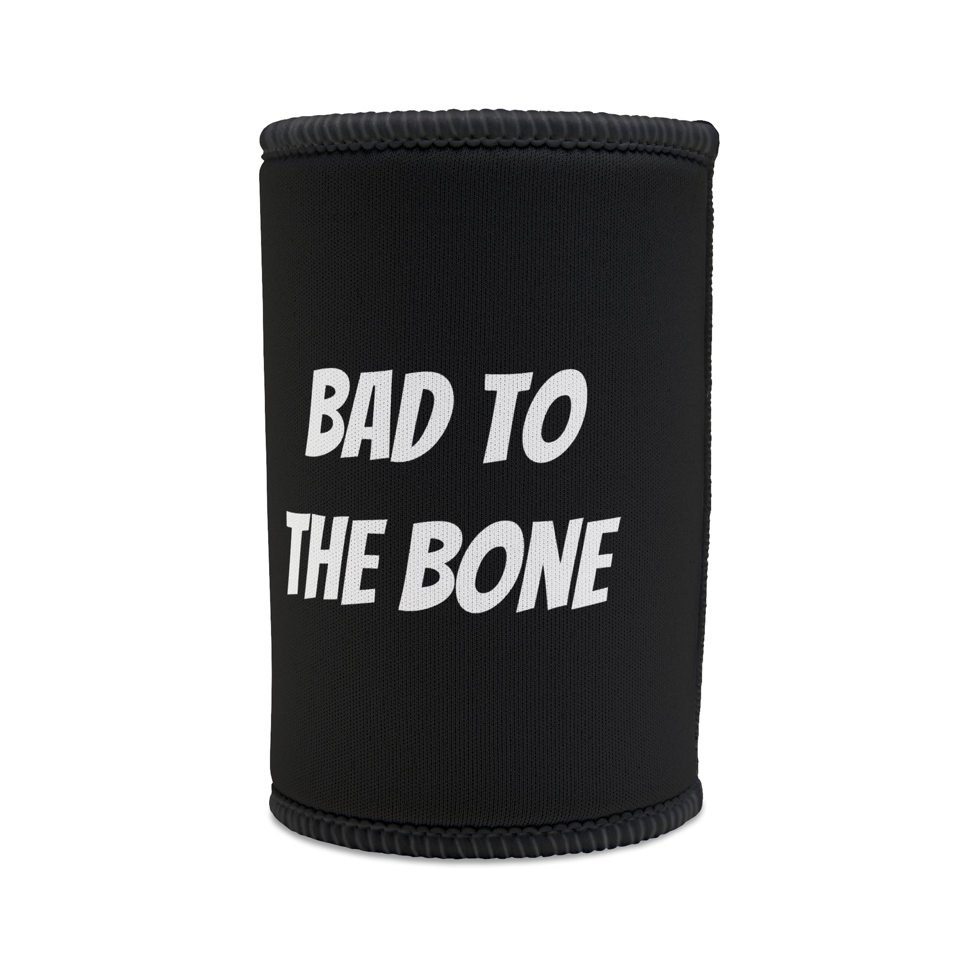 Stubby Holder - Bad to the Bone Smoking Dog Design in Black - Buffoodle Designs