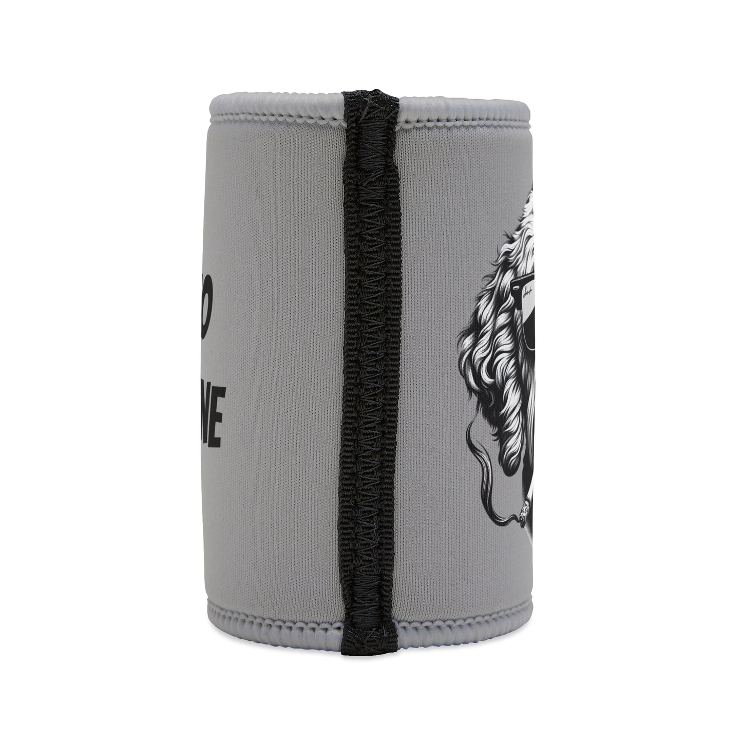 Stubby Holder - Bad to the Bone Smoking Dog Design in Grey - Buffoodle Designs