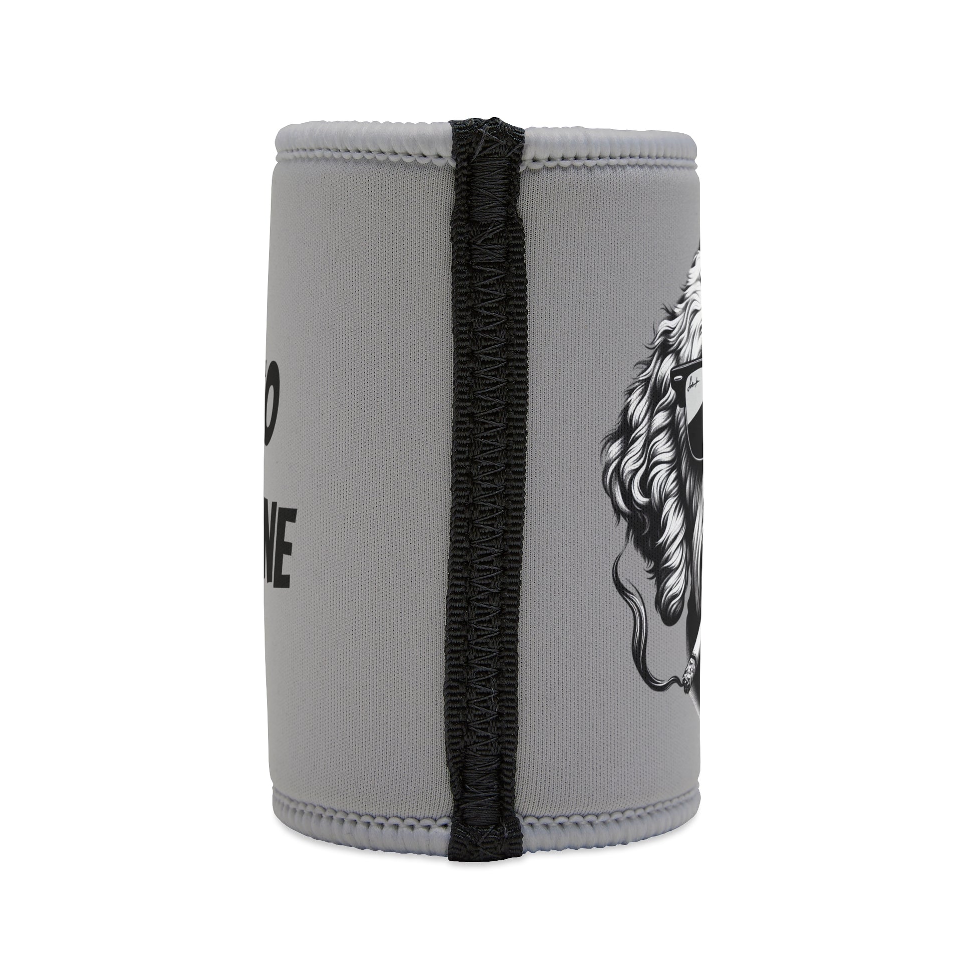 Stubby Holder - Bad to the Bone Smoking Dog Design in Grey - Buffoodle Designs