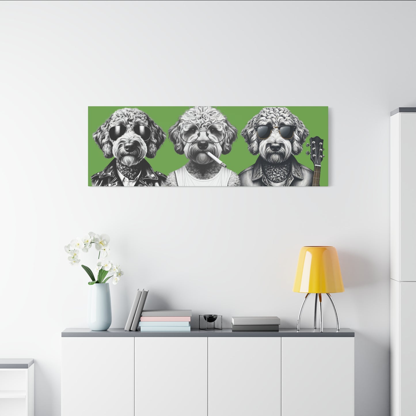 Bad Doodle Dog Trio Print Green