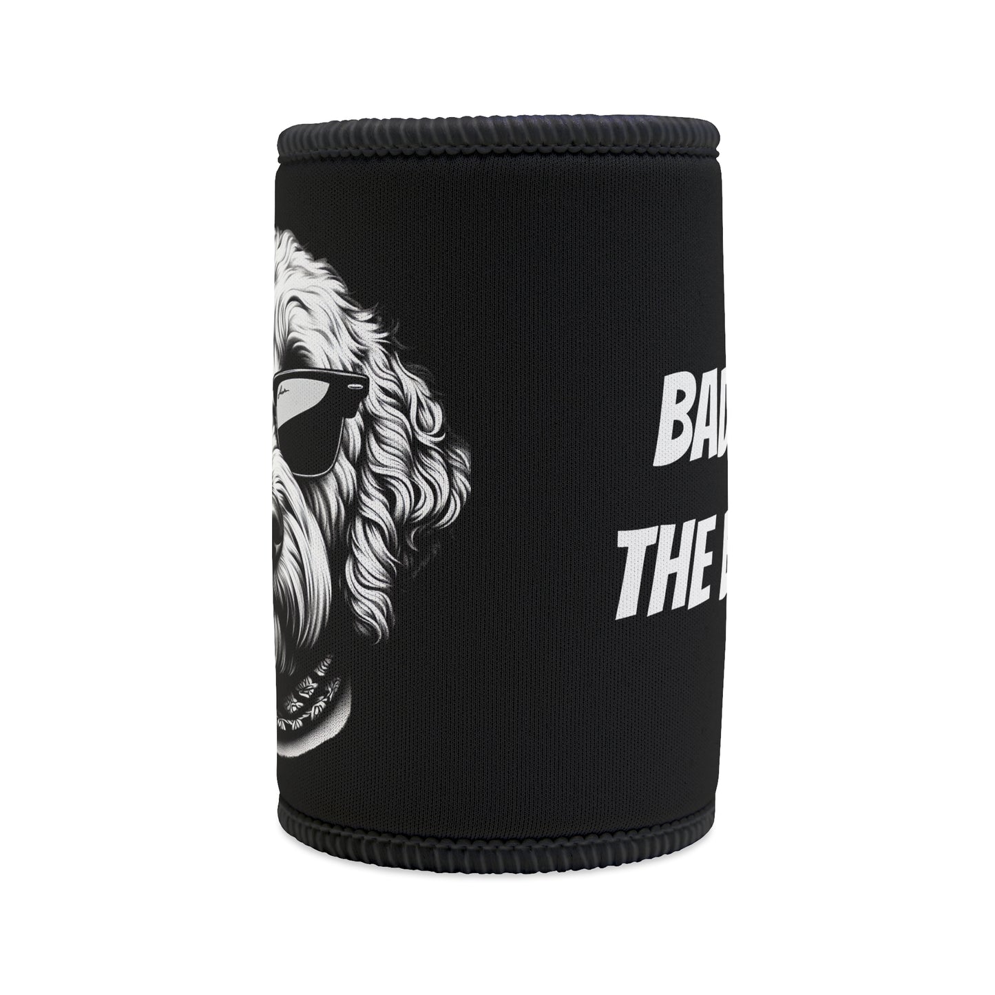 Stubby Holder - Bad to the Bone Smoking Dog Design in Black - Buffoodle Designs