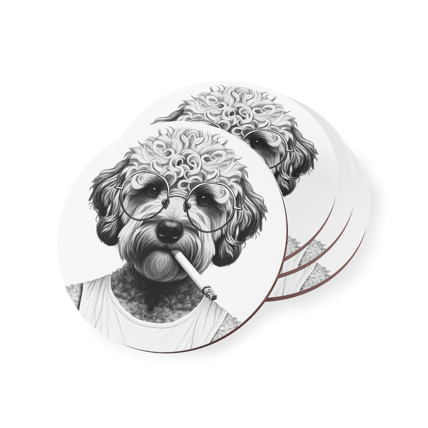 Bad dog coasters in White: Sold as singles or Set of 4 : Round or Square