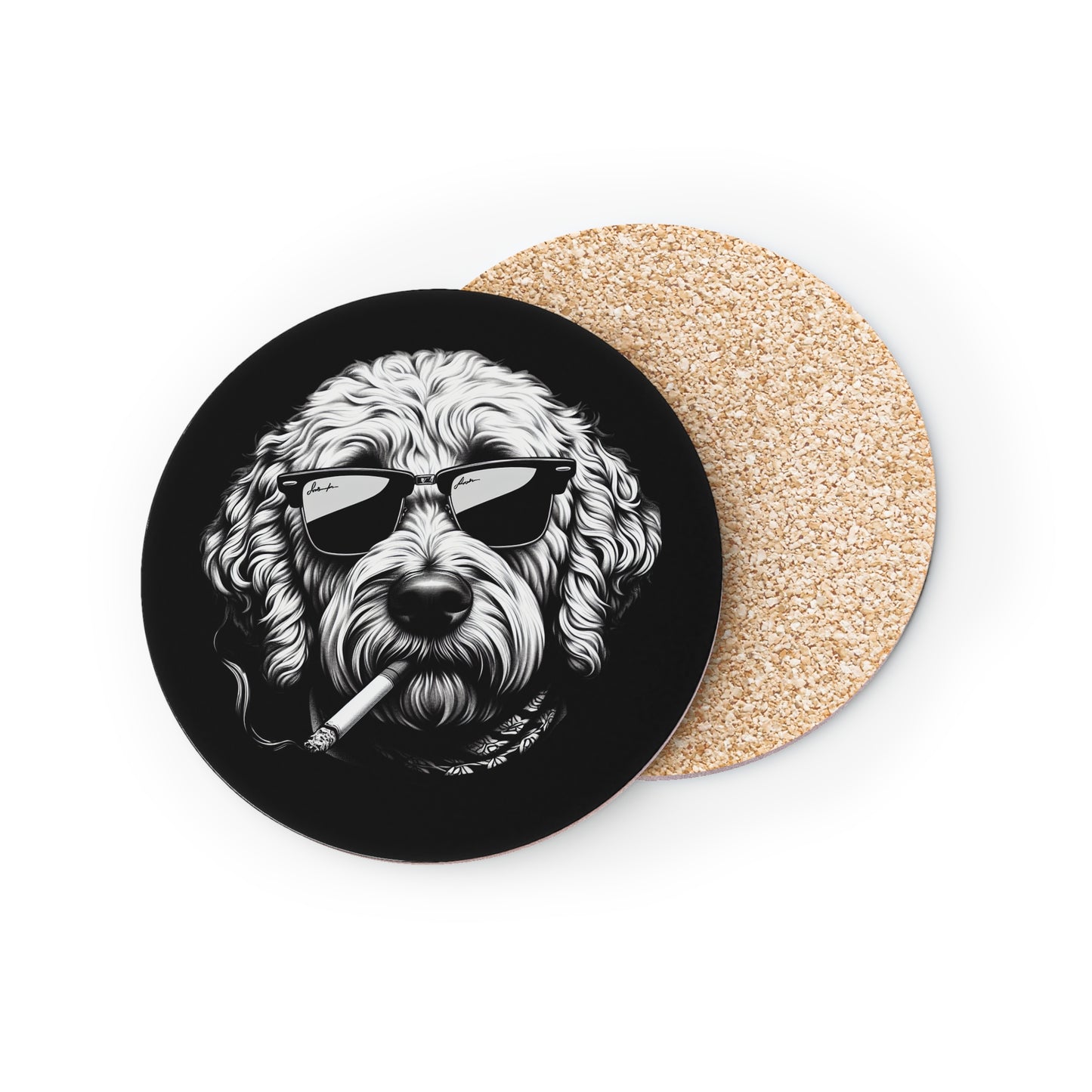 Bad Dog coasters in Black: Sold as Singles or Set of 4 : Round or Square