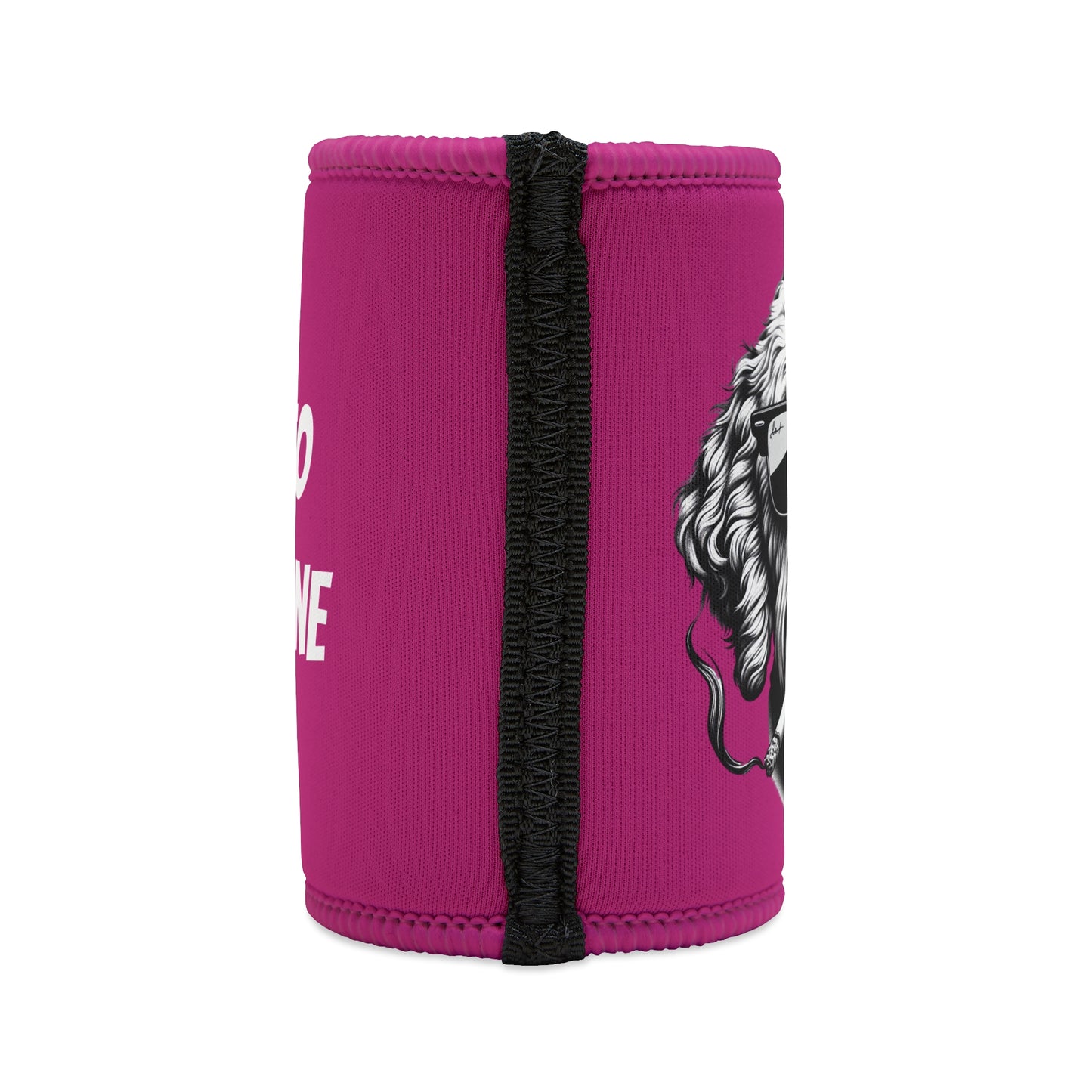 Stubby Holder - Bad to the Bone Smoking Dog Design in Pink - Buffoodle Designs