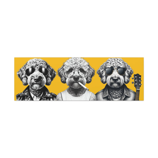 Bad Doodle Dog Trio Print Yellow
