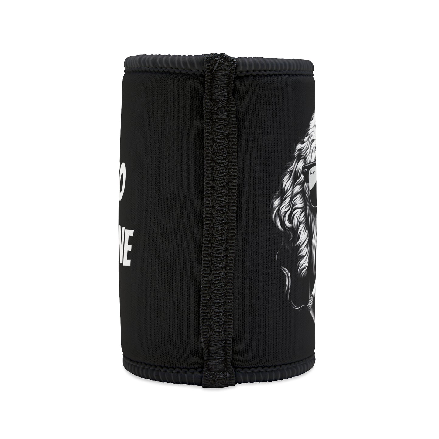 Stubby Holder - Bad to the Bone Smoking Dog Design in Black - Buffoodle Designs