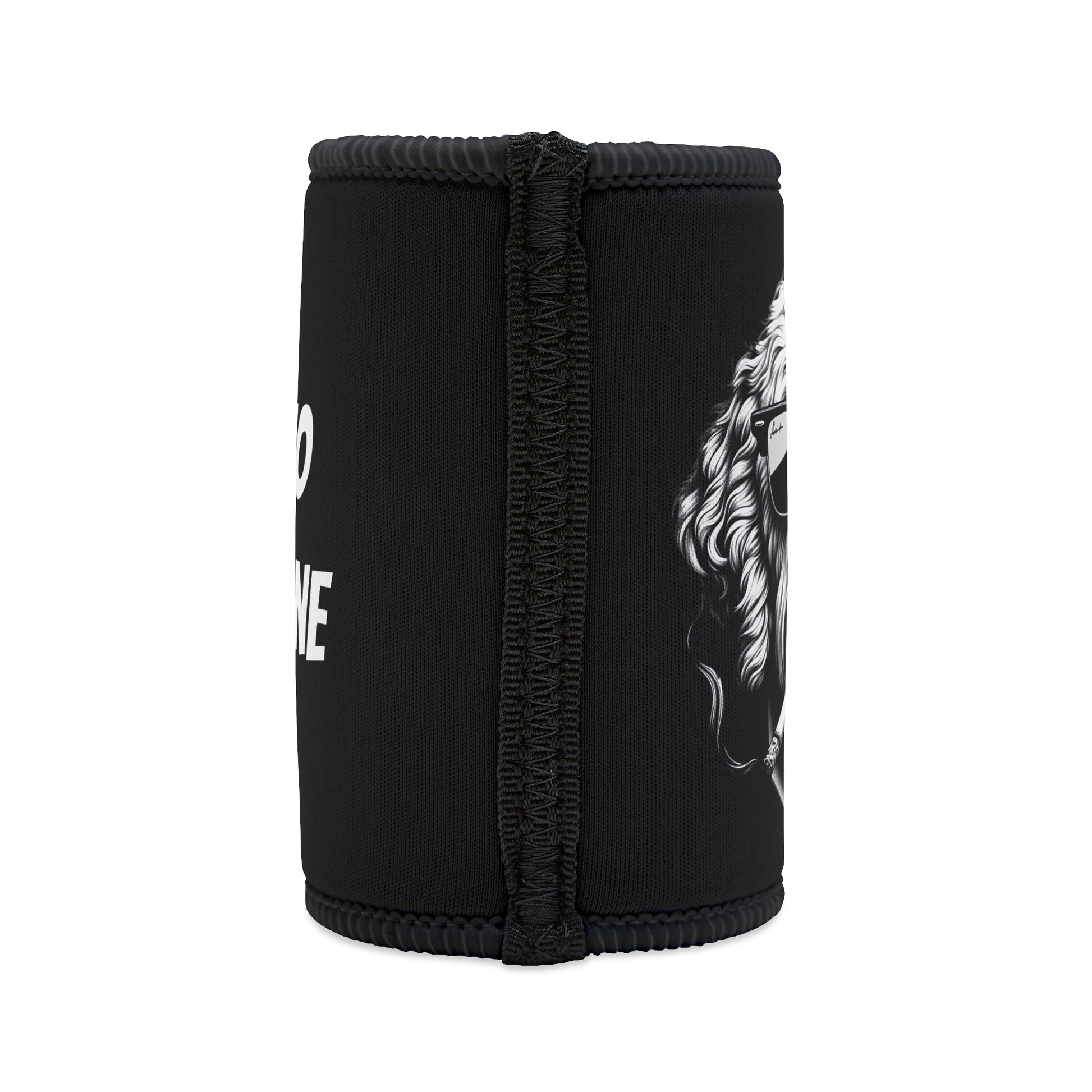 Stubby Holder - Bad to the Bone Smoking Dog Design in Black - Buffoodle Designs