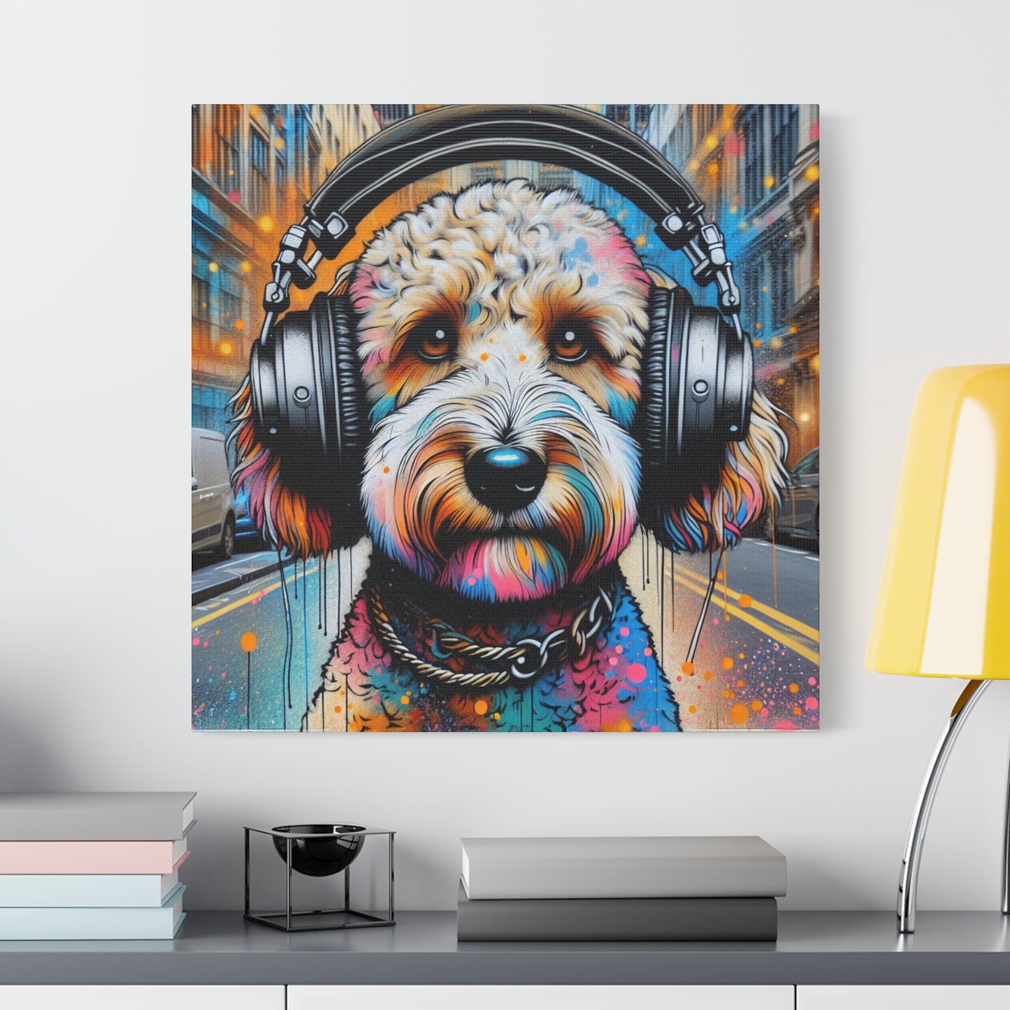 DJ Dog Art Canvas Print - Cool Wall Decor for Oodle Dog Lovers