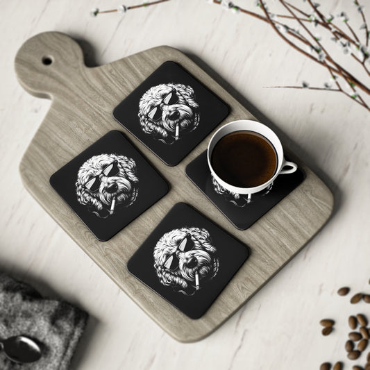 Bad Dog coasters in Black: Sold as Singles or Set of 4 : Round or Square